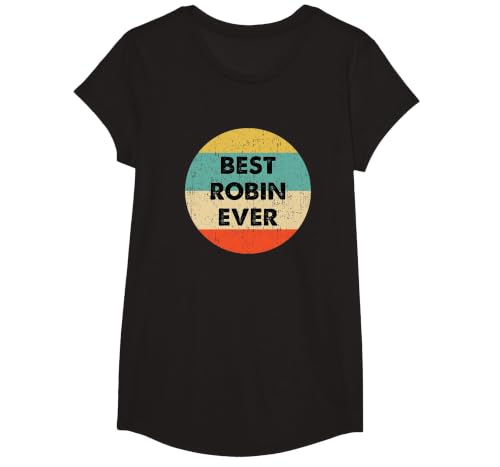 Robin Name T-Shirt, Girls, Black, Medium