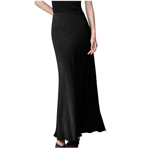 Women Bodycon Mermaid Skirt Ruched High Waist Spring Fall Long Pencil Skirt Dinner Cocktail Party Elegant Maxi Skirts