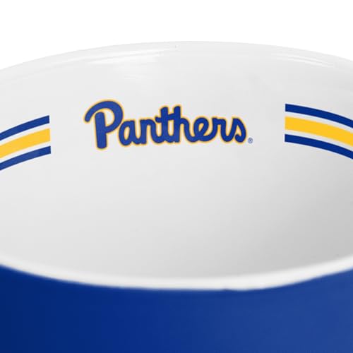 Image of Logo Brands NCAA Pittsburgh Panthers 15 oz Stripe Coffee Mug - Vintage Team Logo, Inside Print & Stripes, Microwave & Dishwasher Safe- Great Gift For Fans & Alumni