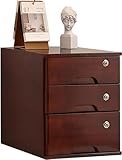 Wooden Storage Box, Solid Wood Desk Organizers with Drawer, A4 Flat File Cabinet, School Office Supplies Drawer Organizer Box, 4 Sizes(D,3 Drawer)