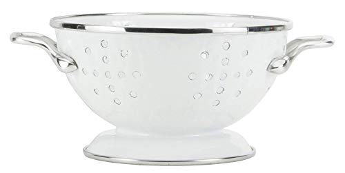 Golden Rabbit Enamelware - Solid White Pattern - 1Qt Petite Colander #TOP16