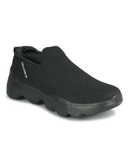 Image of Columbus MASSAGER-01 Sports Shoes - Running Shoes|Walking Shoes| Training & Gym Shoe | Outdoors Shoe for Men (Black & Silver),UK-7