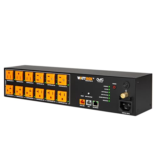 WattBox® 820 Series 20Amp Power Conditioner with 12 Metered & Individually IP Controlled Outlets (WB-820-IPVM-12)