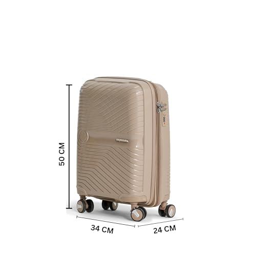 Image of 2 Pc Set 50 cms & 61 cms- Small (Cabin) & Medium Polypropylene 360 Degree 8 Wheels Trolley Bag for Travel Hard Case Luggage, Combination Lock with 3 Yrs Warranty (Coffee)