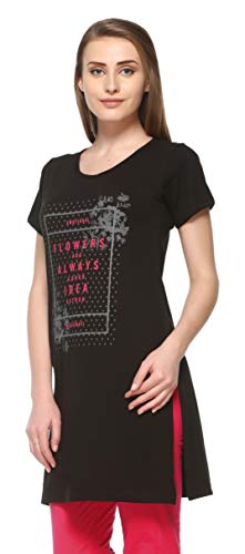 Image of In Love Women's Printed Cotton Plus Size Longline T-Shirt Half Sleeve with Pockets Pack of 2