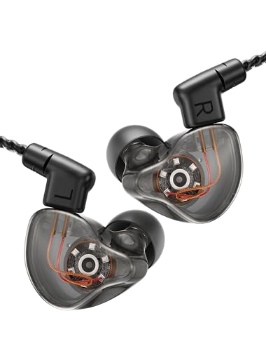 Kinglucky HiFi Wired IEM Earbuds, in-Ear Monitor Headphones for Gaming & Music, Balanced Clear Sound, Detachable 2-Pin Cable, Lightweight Comfortable Fit, 3.5mm Wired Earphones for PC, Laptop & Phone