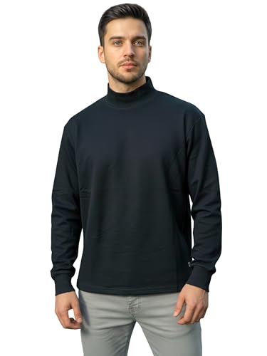 o-day Camiseta de cuello alto para hombre, 100 % algodón cálido – Camiseta de cuello alto para hombre, ajuste cómodo y suave, tallas M-XXL, Negro , L