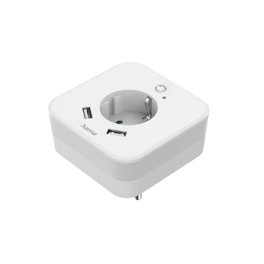 Hama | Luz nocturna con 2 puertos USB (Con detector de movimiento, Bajo consumo, Enchufe con protección) Color Blanco