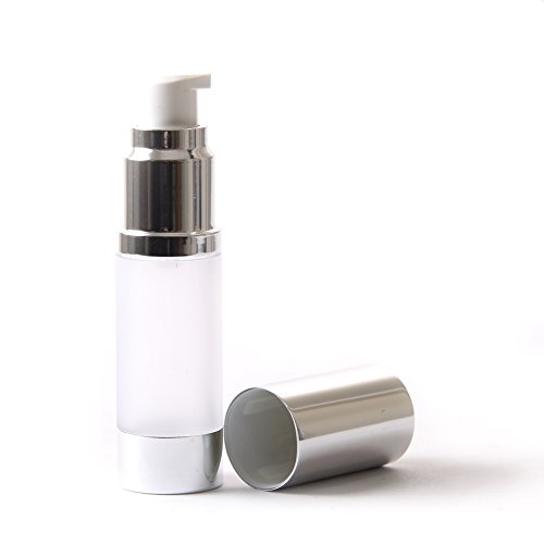 Frosted & Silver Chrome 15ml With Cap - Airless Serum Bottles x 10