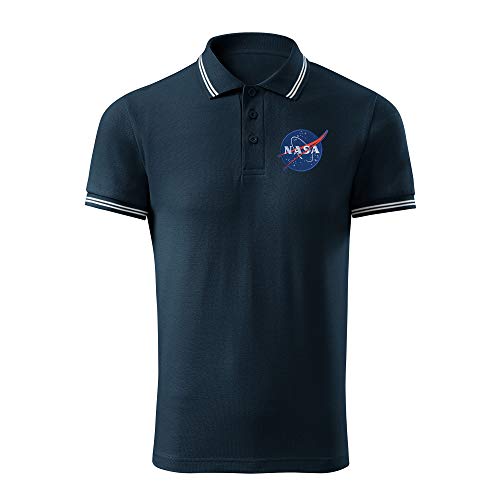 BroiderStudio NASA Vintage Navy Embroidered Design Original Logo Polo Shirt Premium Class Men Size XL