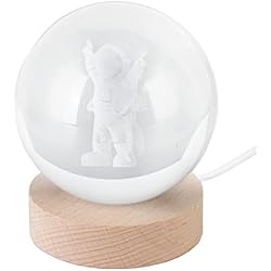 Lamparas De Mesa Con Botellas De Cristal Fdit Adorno de Luz Nocturna, Luz Degradada Bola de Cristal 3D Luz LED Patrón Claro Ahorro de Energía para Iluminación del Hogar (pequeño Astronauta Luz Colorida)