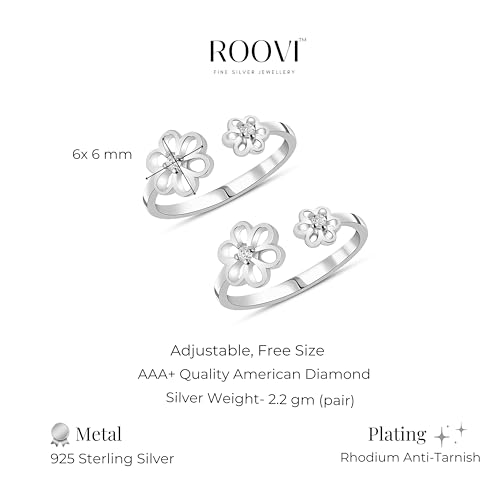 Image of ROOVI 925 Sterling Silver BIS Hallmarked Toe Ring I Gifts for Girlfriend, Gifts for Women & Girls| With Certificate of Authenticity and 925 Stamp