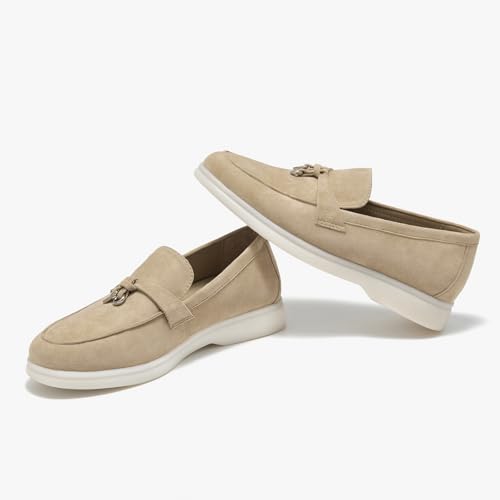 Image of BEAU TODAY Suede Loafers Flats for Women, Women's Slip On Penny Loafers, Leather Driving Comfortable Dress Ladies Loafers Casual Office Work Shoes