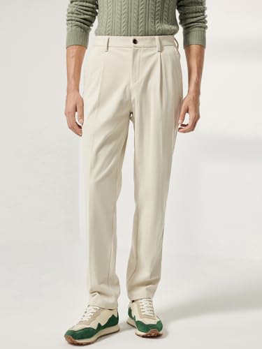 Corduroy Pants Men Fall Spring Casual Formal Dress Pants Elastic Waist Regular Straight Fit Trousers2