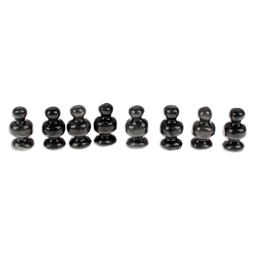 Mini set de ajedrez de ónix y mármol gris e marfil miniatura 4