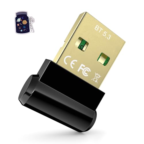 Bluetooth Adapter for PC, Plug & Play 5.3 Mini EDR USB Bluetooth Dongle Receiver & Transmitter for Desktop Laptop Computer for Keyboard Mouse Headphones Speakers Printer Windows 11/10