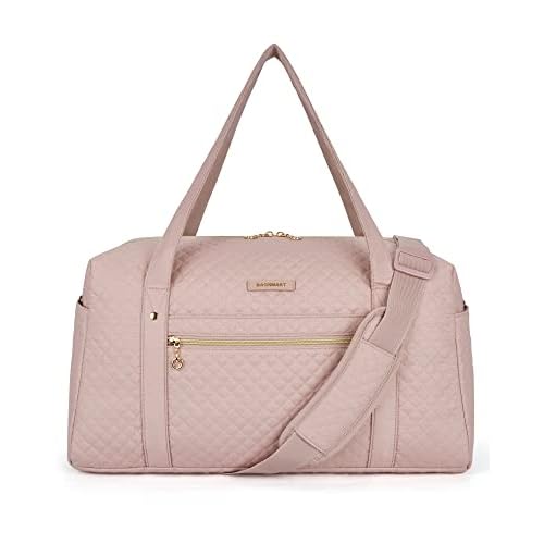 BAGSMART Travel Duffle Bag 37L Weekender Overnight Bag with Wet Pocket for Women, Large Carry On Bag with Laptop Compartment and Shoes Bag for Travel, Business Trips, Sports(Pink)