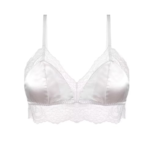 SilRiver Women's Satin Bralette Tops Silk Wirefree Bra Lace Cami Bra with Removable Pads4