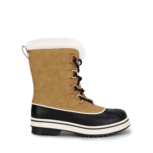 DREAM PAIRS Women's Snow Winter Boots Mid Calf Waterproof Warm Faux Fur Lined Lace Up Anti-slip Outdoor Duck Boots2