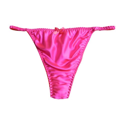 Yavorrs Womens Silk Panties G String Thong Underwear Size S M L XL 2XL (US Alpha Large Regular Regular Rose Red)