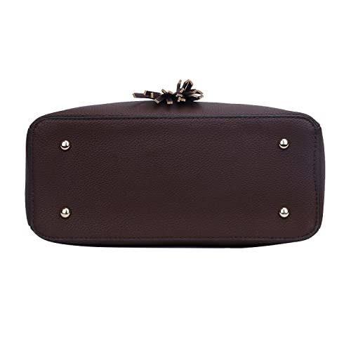 Image of KKXIU Women Purses and Handbags, PU Leather Top Handle Satchel Bag | Removable Long Strap, 3 Zippered Compartments, Crossbody Purse for Ladies, ,Tassel Pendant