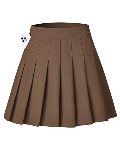 Image of Shestellar Pleated Skirts for Women High Waist A-Line Mini Tennis Skater Skirt Casual Basic School Uniform Cheerleader