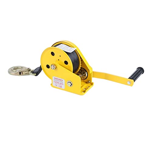 Boot Lier 1200lbs boottrailer lier zware hand lier met 10 m riem en haak, hand crank lier boot lieren for trailers (geel) Ideaal voor het slepen of laden van boten - Image 4