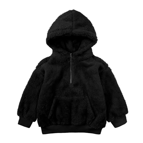 DDAPJ pyju Girls Fuzzy Fleece Pullover Hoodies Half Zip Long Sleeve Sherpa Hoodie Winter Warm Outerwear with Pocket 9M-8Y