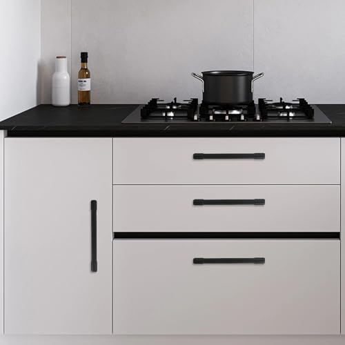 Image of 10 Pack 5 Inch(128mm) Kitchen Cabinet Handles Matte Black Cabinet Pulls Alloy Drawer Pulls Solid Cabinet Hardware