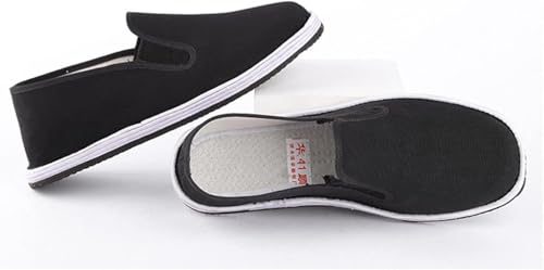 Unisex Traditional Chinese Martial Arts Slip-On Shoes, Old Beijing Canvas Footwear with Non-Slip Rubber Sole, Lightweight and Breathable (4 35)3