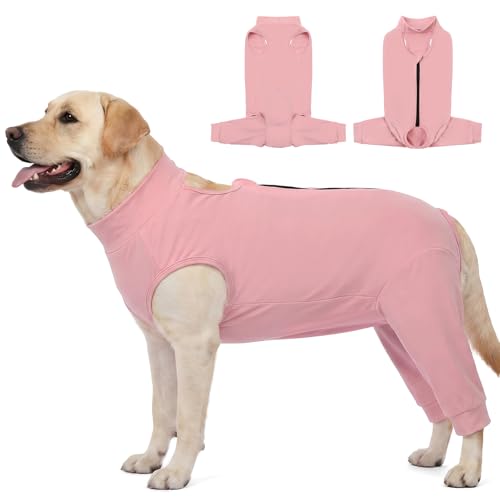 Image of AOFITEE Extra Large Dog Recovery Sleeve, Recovery Suit for Hind Legs, Anti Licking Rear Leg Sleeve for Female Male Dogs, Wound Cover for Rear Leg and Abdomen, Dog Cone Alternative Pink 2XL
