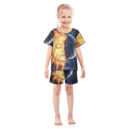 Sun and Moon Magic Boho Summer Pajamas Set 2 Piece Short Sleeve Cotton Sleepwear3