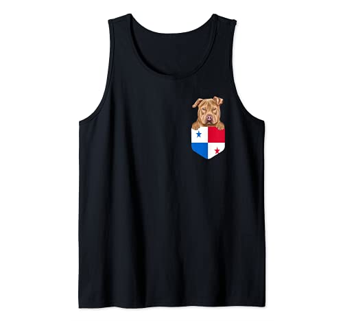 Panama Flag Usa Staffordshire Terrier Dog In Pocket Tank Top, Black