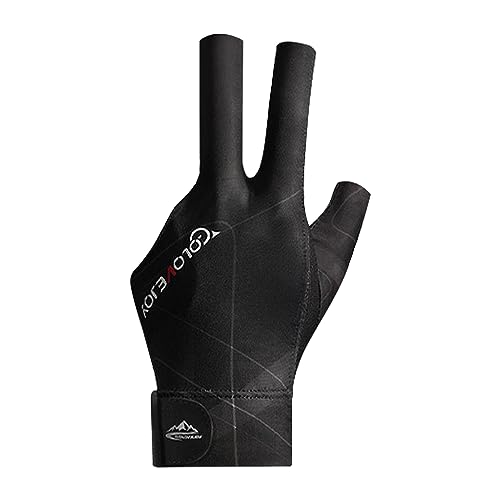 Tokaneit Guante de Tres Dedos para Billar,Guantes de Billar Transpirables y Antideslizantes,Guantes Ajustables,Guante Sin Dedos,Unisexo,Adecuado para Principiantes y Profesionales Negro y Gris