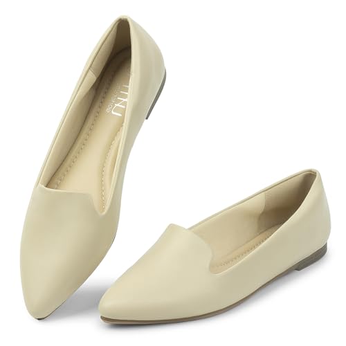 Image of MUSSHOE Black Flats for Women Pointed Toe-Comfortable Business Casual Work Shoes, Dressy Suede Slip On with Memory Foam for Office, Teacher & Standing All Day