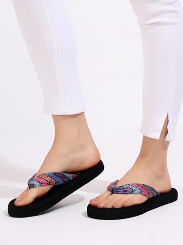 Image of Women's Geometric Print Flip Flops, Memory Foam Footbed, Comfort Slipper