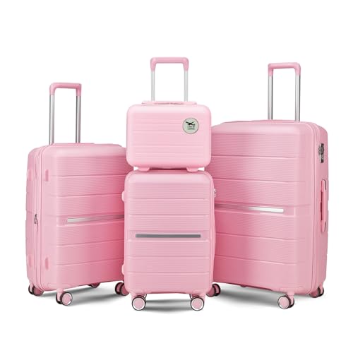 Luggage Sets 4 Piece Pp Lightweight Expandable Suitcase with TSA Lock Pink Modern Contemporary Plastic Includes Hardware Lift Top2