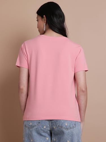 Image of TWIN BIRDS Women's Cotton Elastane T-Shirt | Stretchable Lightweight Casual Round Neck Solid Plain Tee | Soft Breathable Fabric Top | Short Sleeve Everyday Wear