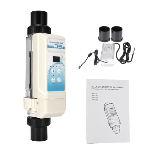 ORIDLECTAL Generador de Cloro Salino con Panel de Control LED, Clorador para Piscinas de Agua Salada, Indicador de Salinidad, Funcionamiento Sencillo, 8g/h-20g/h 8g/h