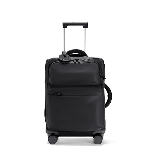 Luggage With Phone Charger Spinner Wheel Lightweight Luggage Large Capacity 20 inch and 24 inch suitcases (Black, Check-In 24-Inch)