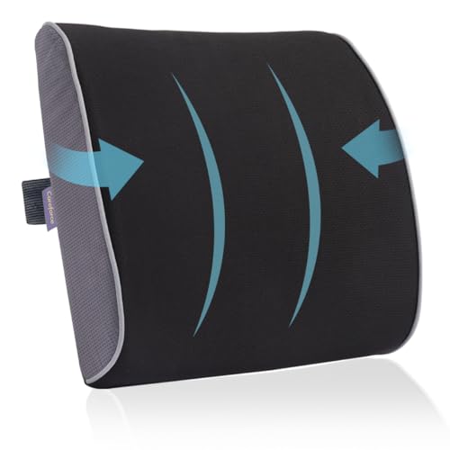 Careforce Back Support for Office Chair Lumbar for Car Cushion for Sitting Lowerback Pain Relief Backrest Pillow - Black & Grey - Small