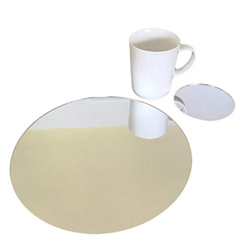 Super Cool Creations Round Placemat And Coaster Set, Mirrored - 8 Placemats and 8 Coaster - Standard
