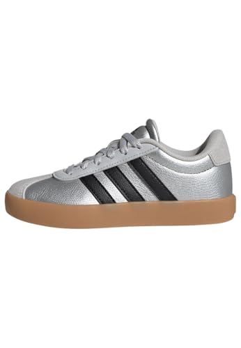 adidas Mixte Enfant VL Court 3.0 Shoes Kids, Silver met./Core Black/LGH Solid Grey, 38 2/3 EU