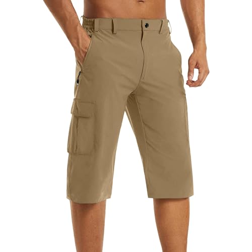 Pantalones cortos de senderismo para hombre, verano, pantalones de trabajo para hombre, pantalones cargo 3/4, pantalones cortos de entrenamiento, corte regular, pantalones cortos deportivos con tira