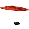 Tangkula 15ft double sided patio umbrella with base extra large market umbrella wcrank system outdoor twin umbrella w 12 rib metal structure air vents for garden backyard poolside  urban country home decor