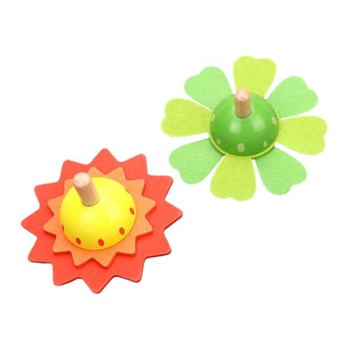 FOMIYES Juguetes Educativos para 2 Piezas Peonzas Giratorias de Madera Colores Amarillo y Verde Giroscopio Tradicional de Escritorio para Coordinación Mano-Ojo y Juego Interactivo