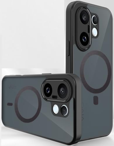 Image of Hybrid Shockproof Back Cover Case for Vivo X200 FE 5G | Hard Back Cover Case for Vivo X200 FE 5G, PC & TPU, Translucent Matte Back, Black Sides Cover (Vivo X200 FE)