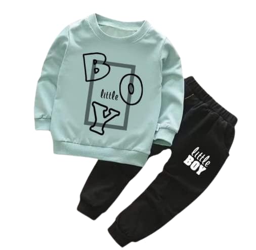 Image of Kids Boy Printed Cotton Blend Full Sleeves Top & Bottom Set