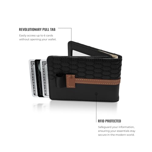 Image of Kings Loot Wallet for Men | Minimalist Slim RFID Blocking Leather Design with Cash Pocket & Card Pull Strap | Holds 1-12 Cards | Stylish & Durable Wallets | Supercar Collection (Midnight Reserve)