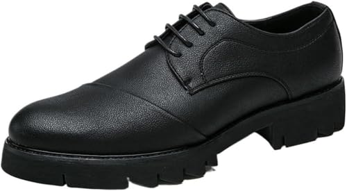 Men's Luxury Cow Leather Elevator Sneakers - Hidden Heel Oxfords for Business & Formal Wear